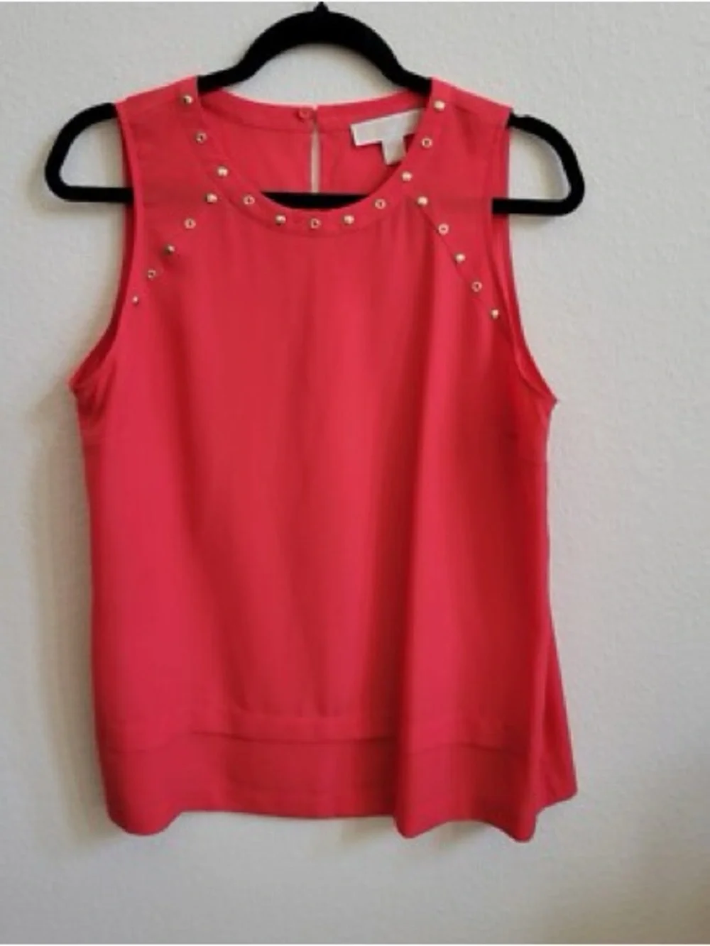 Michael Kors Coral-Red Studded Sleeveless Camisole
